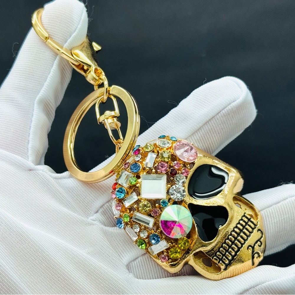 Skull Keychain Rhinestone Skull Charm Halloween Bag Charm Halloween Keychain